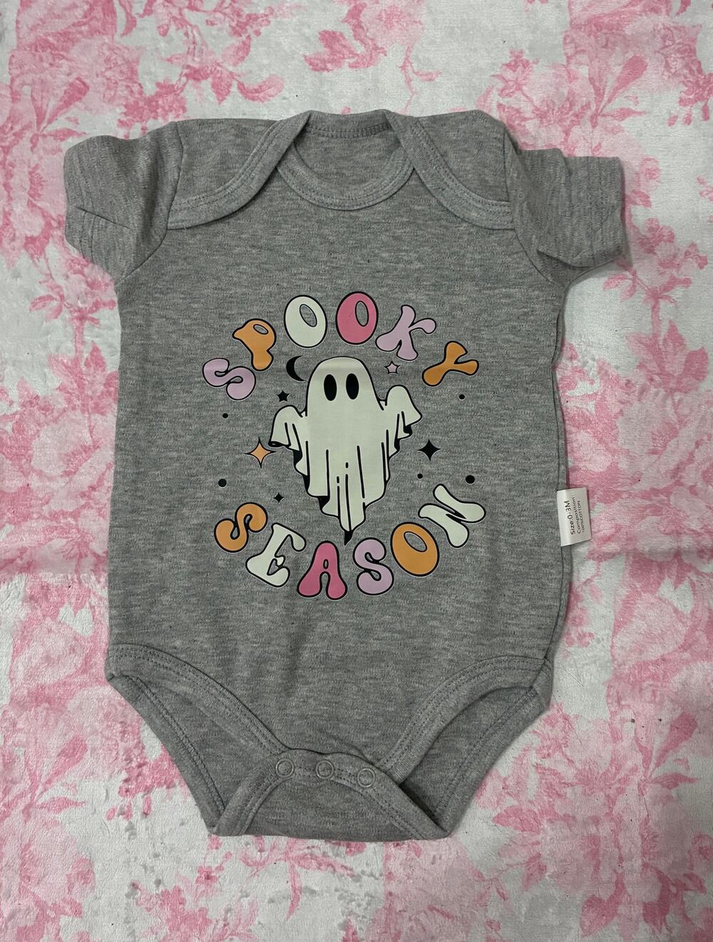 Kreleurs Little Boo Baby Bodysuit 0-3 Months Halloween Ghost Spooky Season